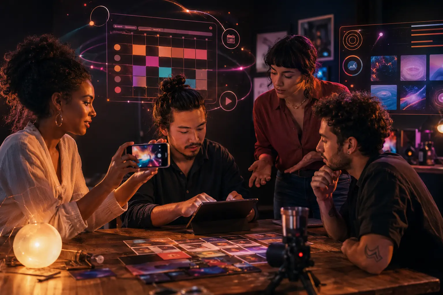 Equipe em treinamento de conteúdo e presença digital